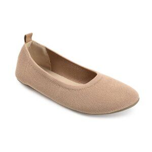 Journee Women's Jersie Wide Flat Shoes Tan NWT